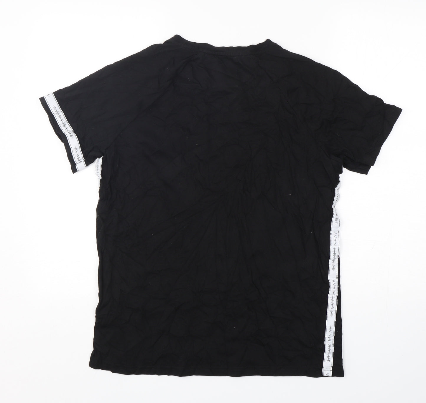 Avant Garde Mens Black  Cotton  T-Shirt Size M Round Neck