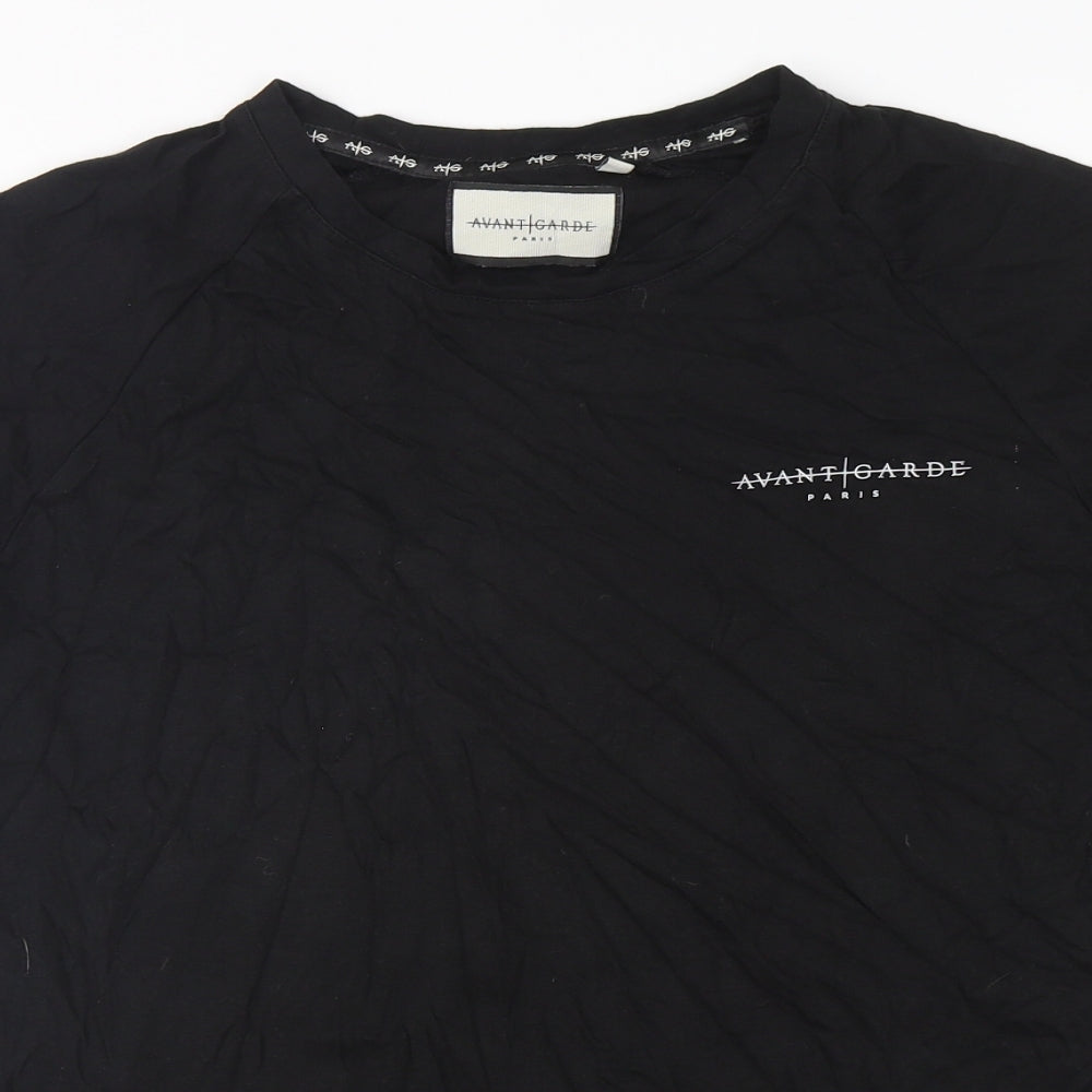 Avant Garde Mens Black  Cotton  T-Shirt Size M Round Neck