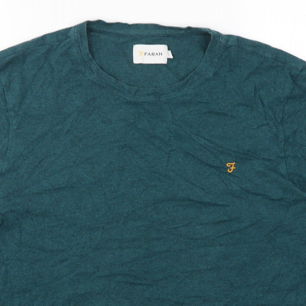 Farah Mens Green  Cotton  T-Shirt Size XL Round Neck