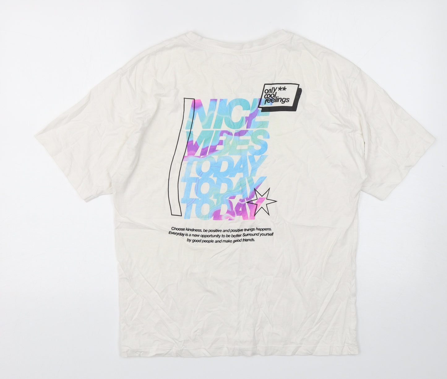 Zara Boys White  Polyester Basic T-Shirt Size 13-14 Years Round Neck Pullover