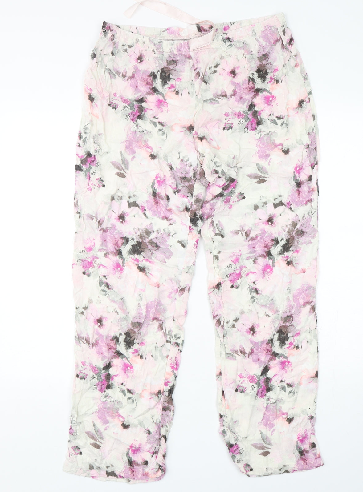 George Womens Pink Floral Viscose  Pyjama Pants Size 12