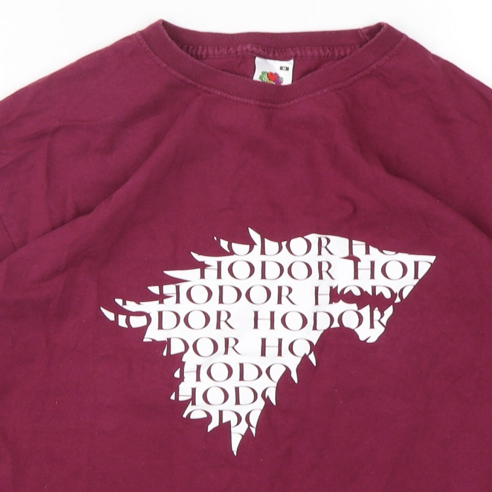 Fruit of the Loom Mens Purple  Cotton  T-Shirt Size M Round Neck  - Game of Thrones