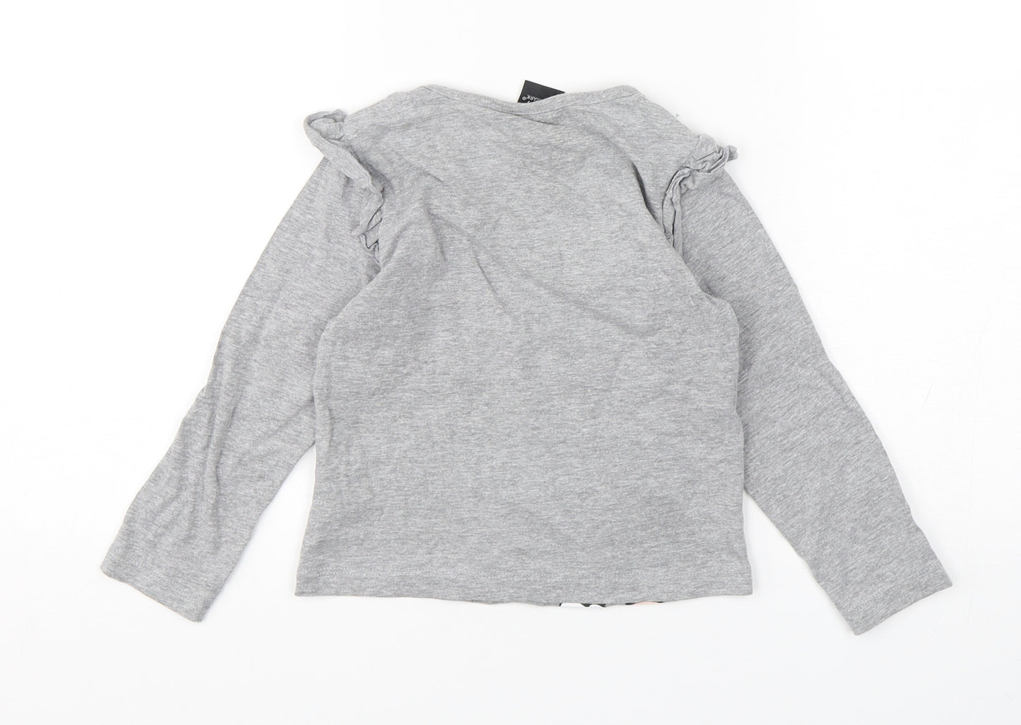 Primark Girls Grey  Cotton Basic T-Shirt Size 4-5 Years Round Neck Pullover - Minnie Mouse