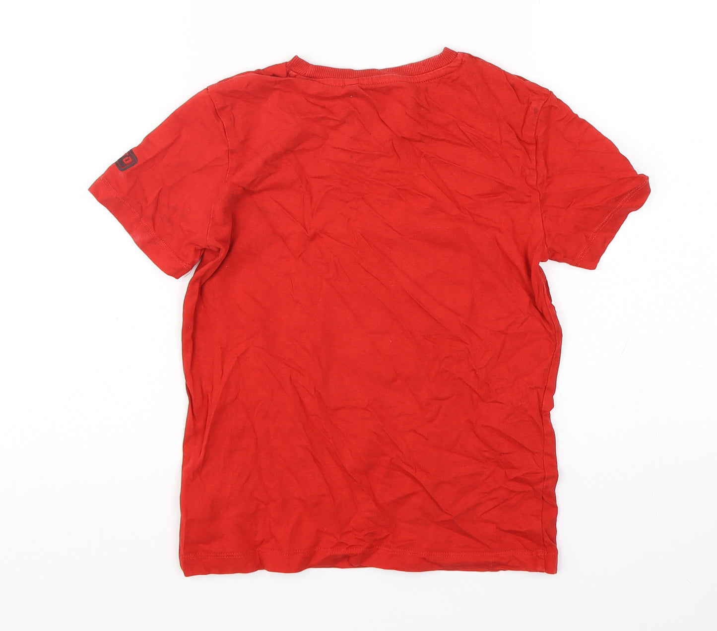 NEXT Boys Red  Cotton Basic T-Shirt Size 7 Years Round Neck Pullover - Football