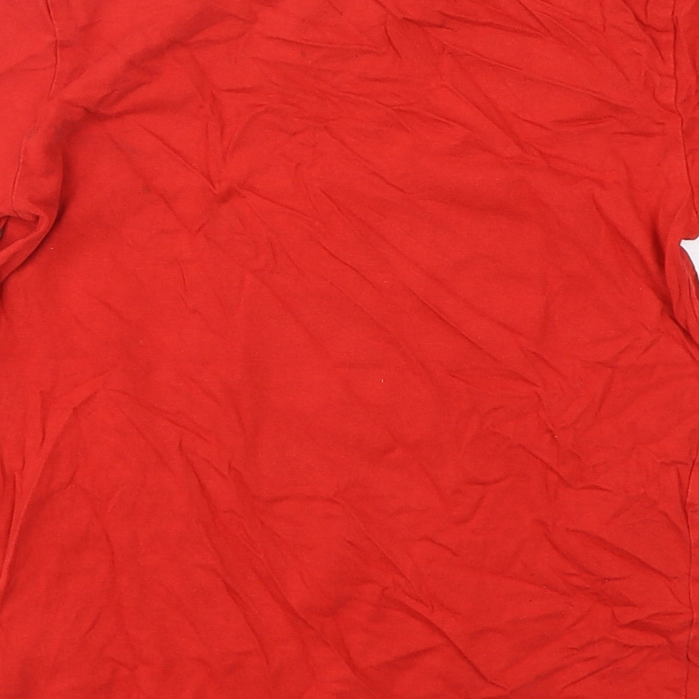 NEXT Boys Red  Cotton Basic T-Shirt Size 7 Years Round Neck Pullover - Football