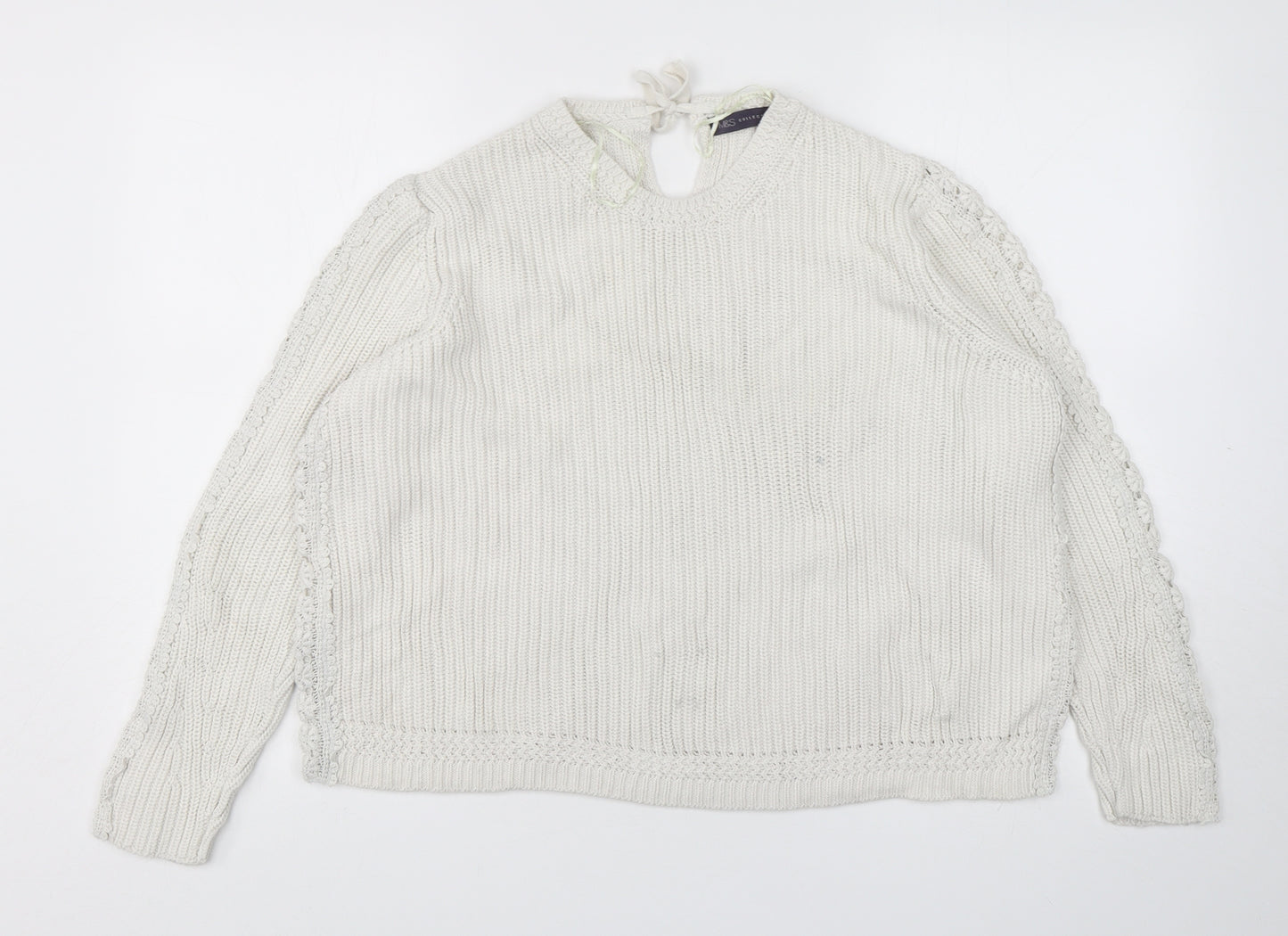 Marks and Spencer Womens White Round Neck  Cotton Pullover Jumper Size XL