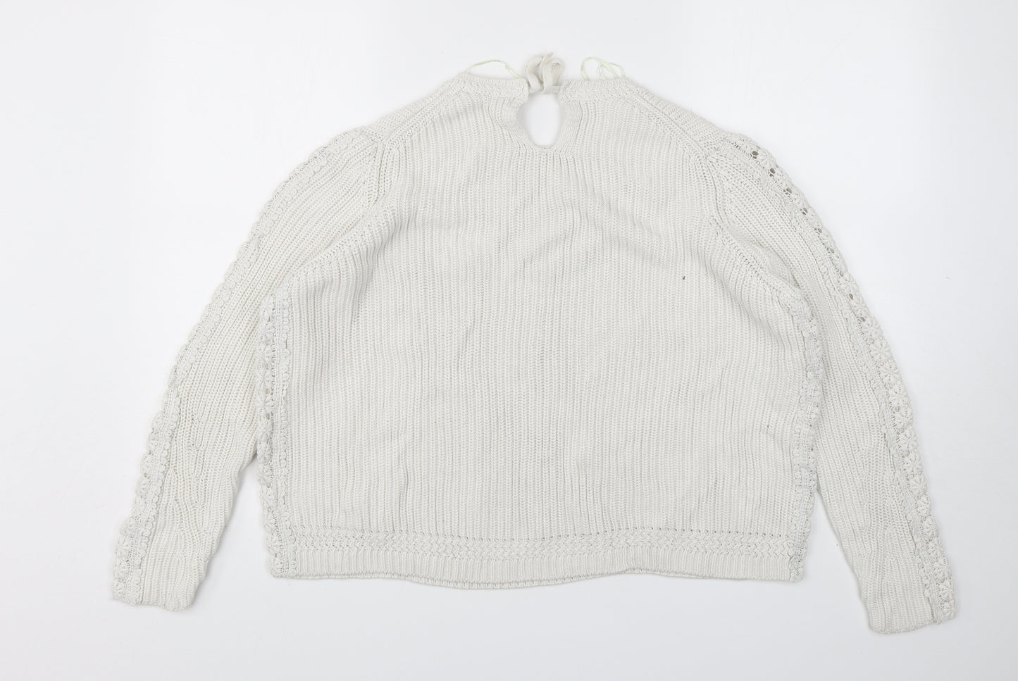 Marks and Spencer Womens White Round Neck  Cotton Pullover Jumper Size XL