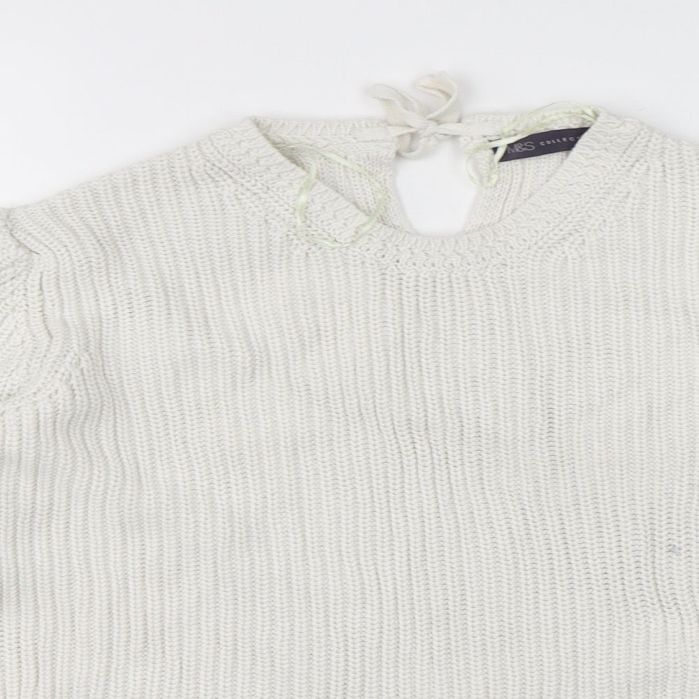 Marks and Spencer Womens White Round Neck  Cotton Pullover Jumper Size XL