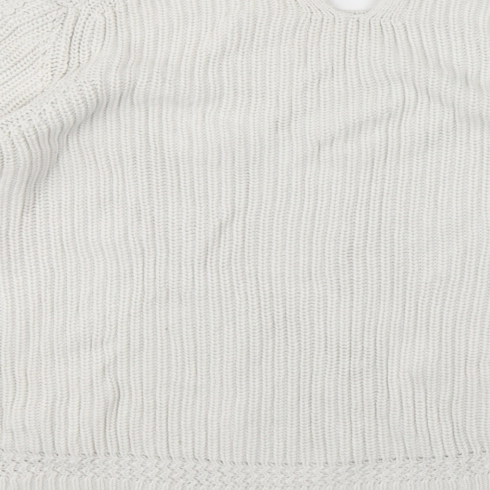 Marks and Spencer Womens White Round Neck  Cotton Pullover Jumper Size XL