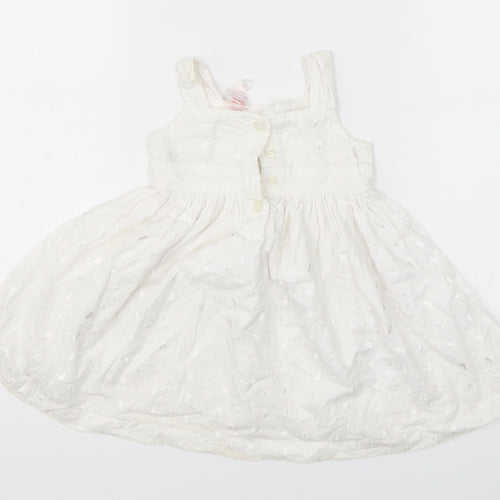 E-vie Girls White  Cotton A-Line  Size 12-18 Months  Square Neck
