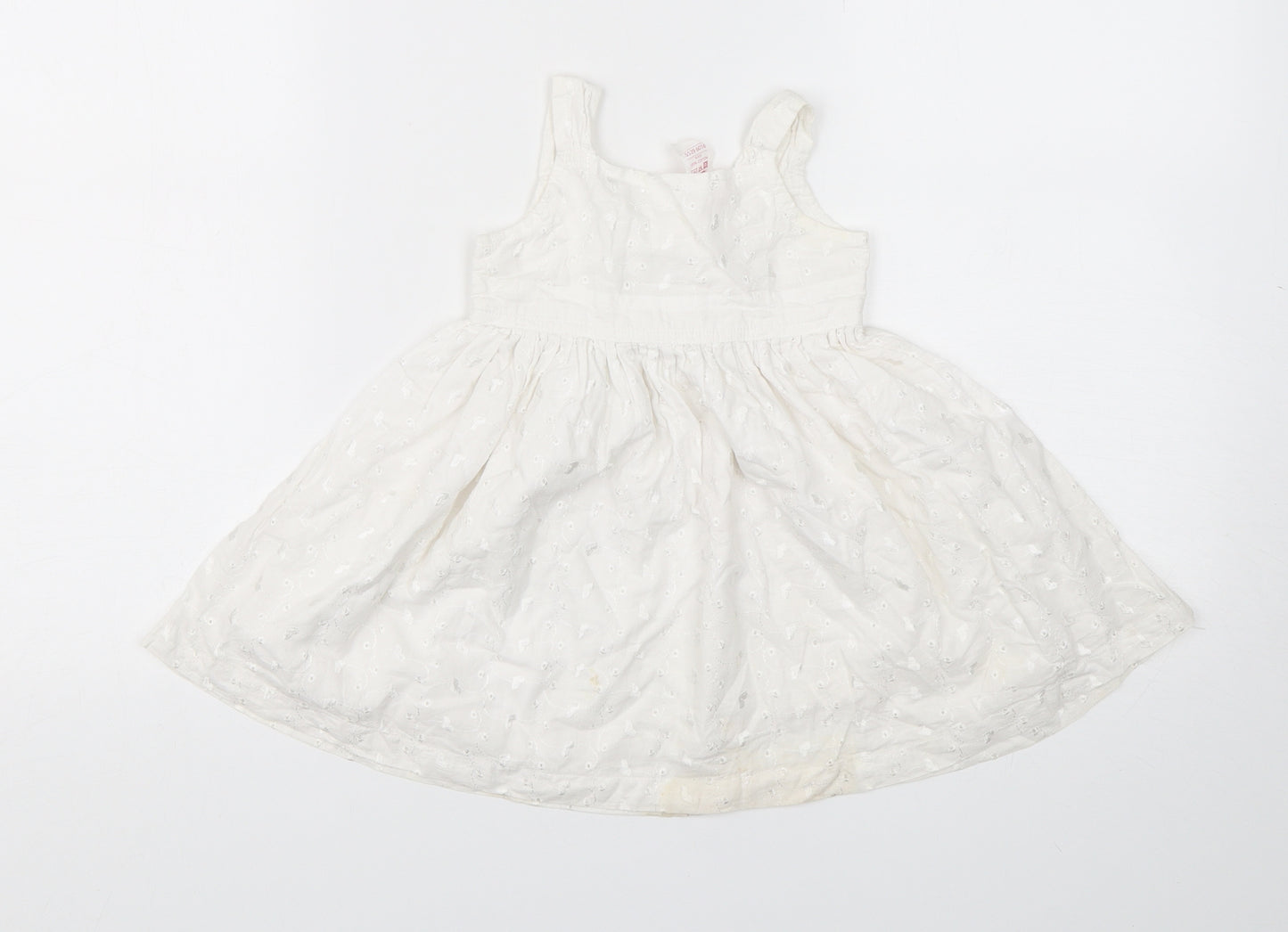 E-vie Girls White  Cotton A-Line  Size 12-18 Months  Square Neck