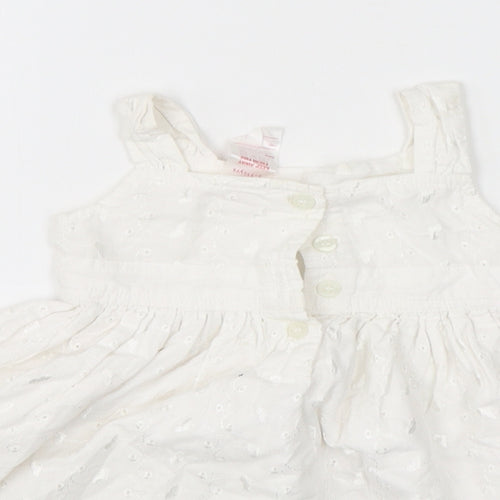 E-vie Girls White  Cotton A-Line  Size 12-18 Months  Square Neck