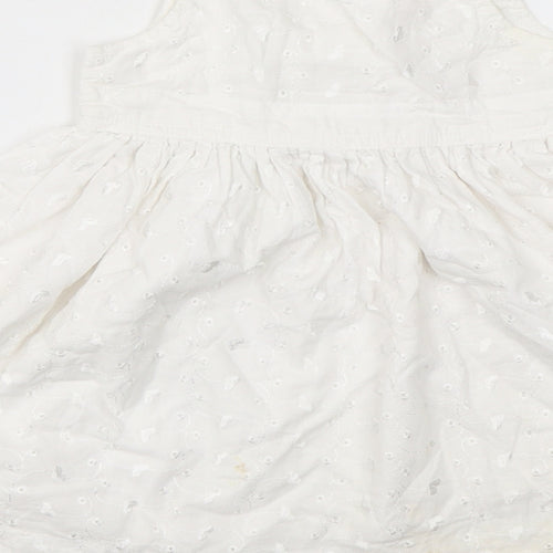 E-vie Girls White  Cotton A-Line  Size 12-18 Months  Square Neck