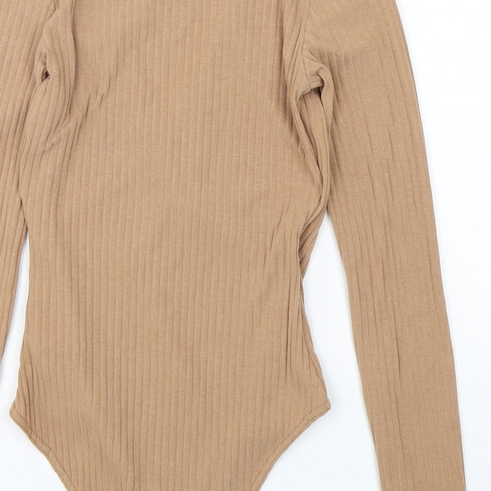 New Look Womens Brown  Polyester Bodysuit One-Piece Size 10  Snap