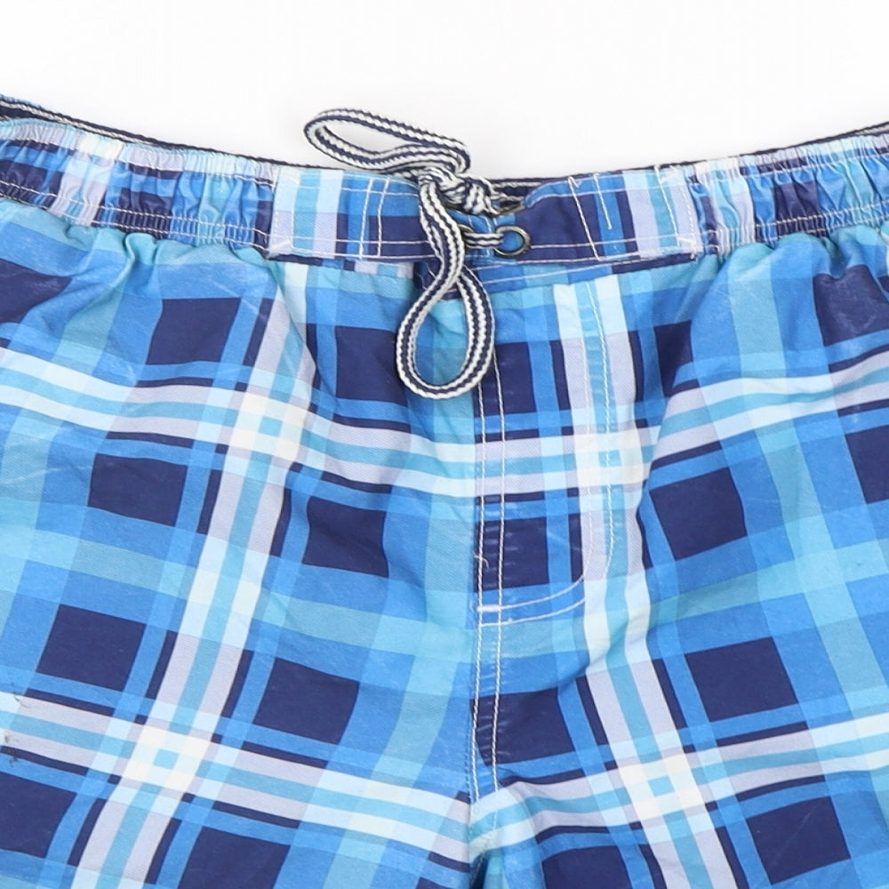 Atlantic Bay Mens Blue Check Polyester Bermuda Shorts Size M L9 in Regular Drawstring