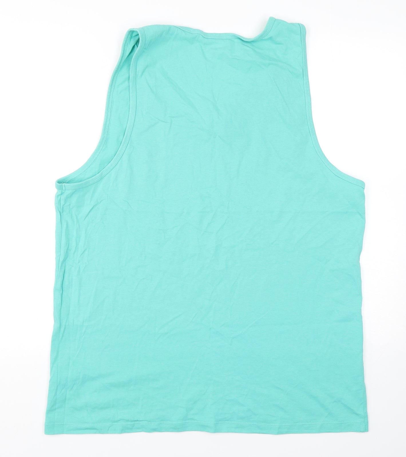 NEXT Mens Green  Cotton Basic Tank Size L Round Neck Pullover