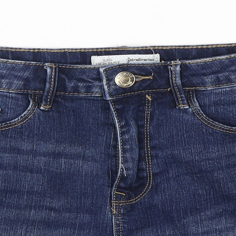 Stradivarius Womens Blue  Cotton Sailor Shorts Size 4 L3 in Regular