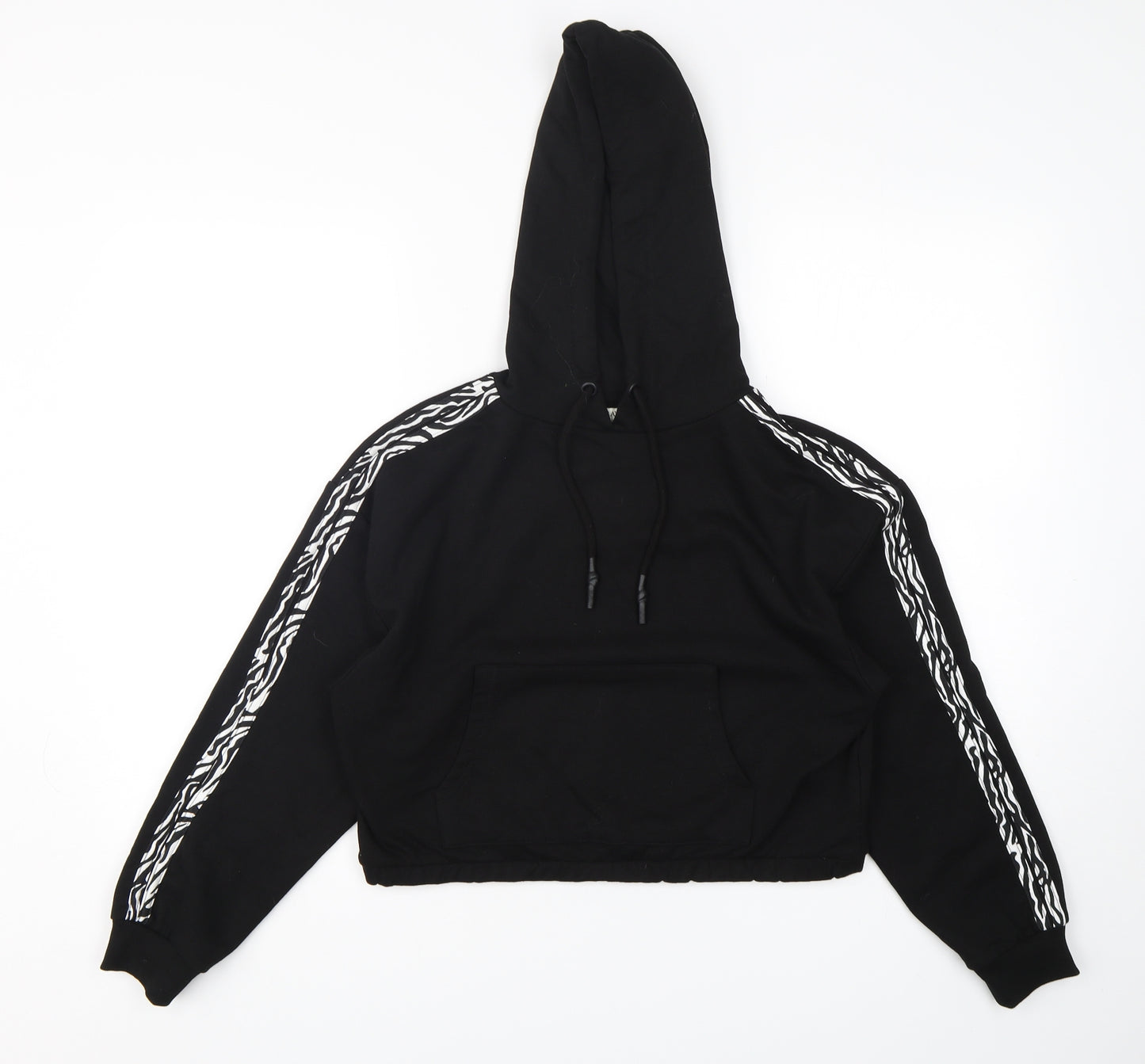 Brave Soul  Womens Black Animal Print Cotton Pullover Hoodie Size XS  Pullover - Cropped