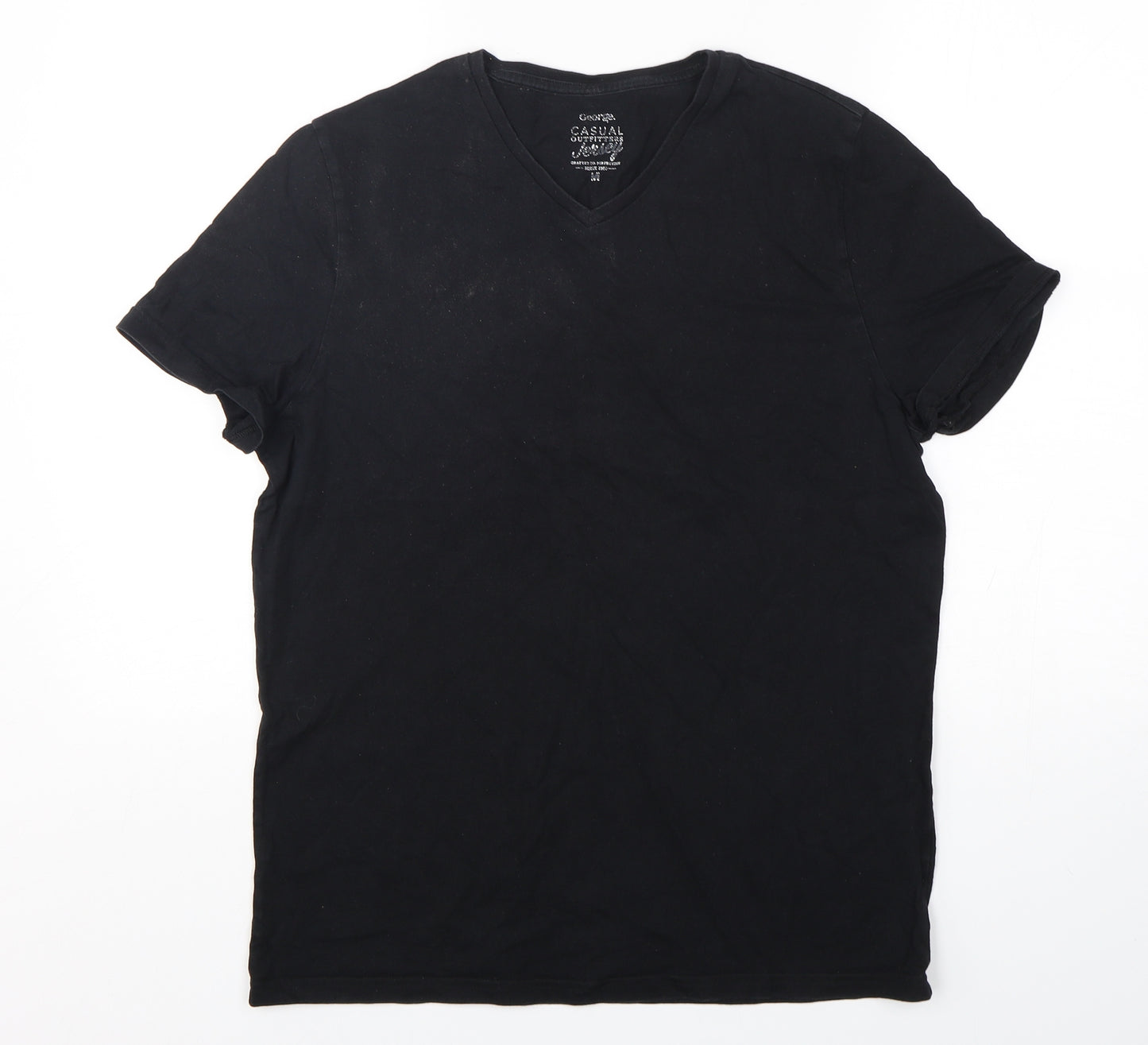George Mens Black  Polyester  T-Shirt Size M V-Neck