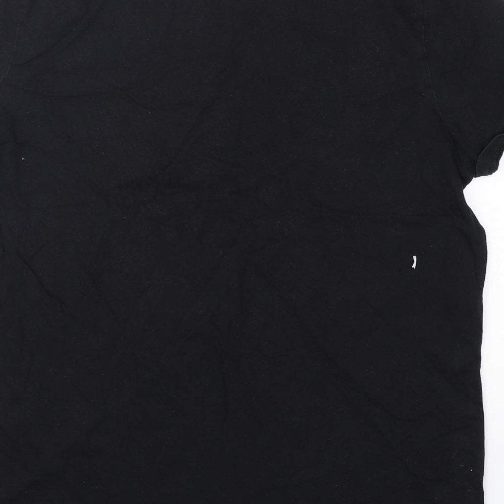 George Mens Black  Polyester  T-Shirt Size M V-Neck