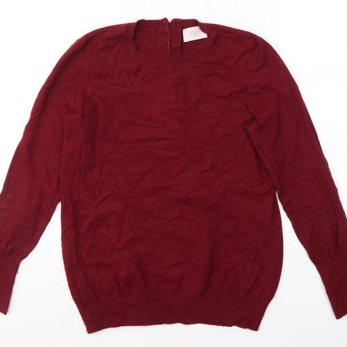 SAVIOR Womens Red Round Neck  Viscose Pullover Jumper Size M