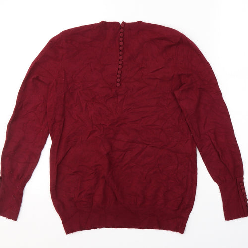 SAVIOR Womens Red Round Neck  Viscose Pullover Jumper Size M