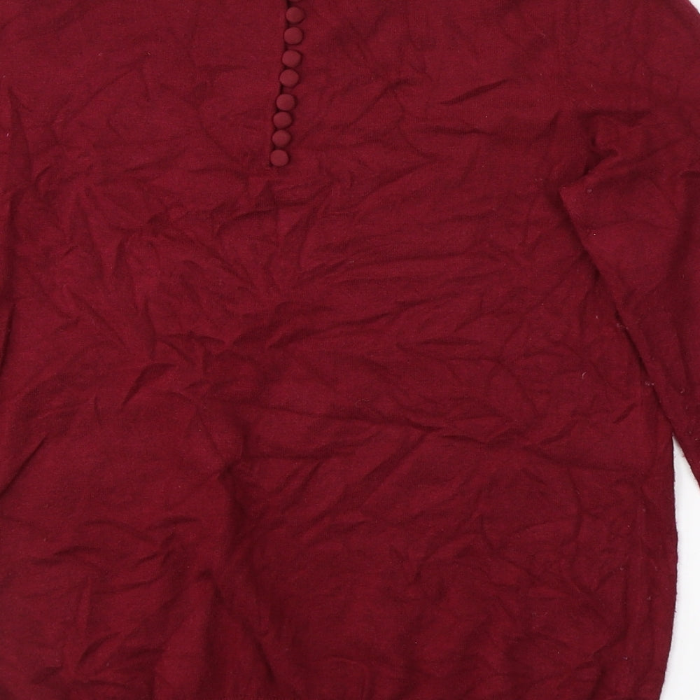 SAVIOR Womens Red Round Neck  Viscose Pullover Jumper Size M