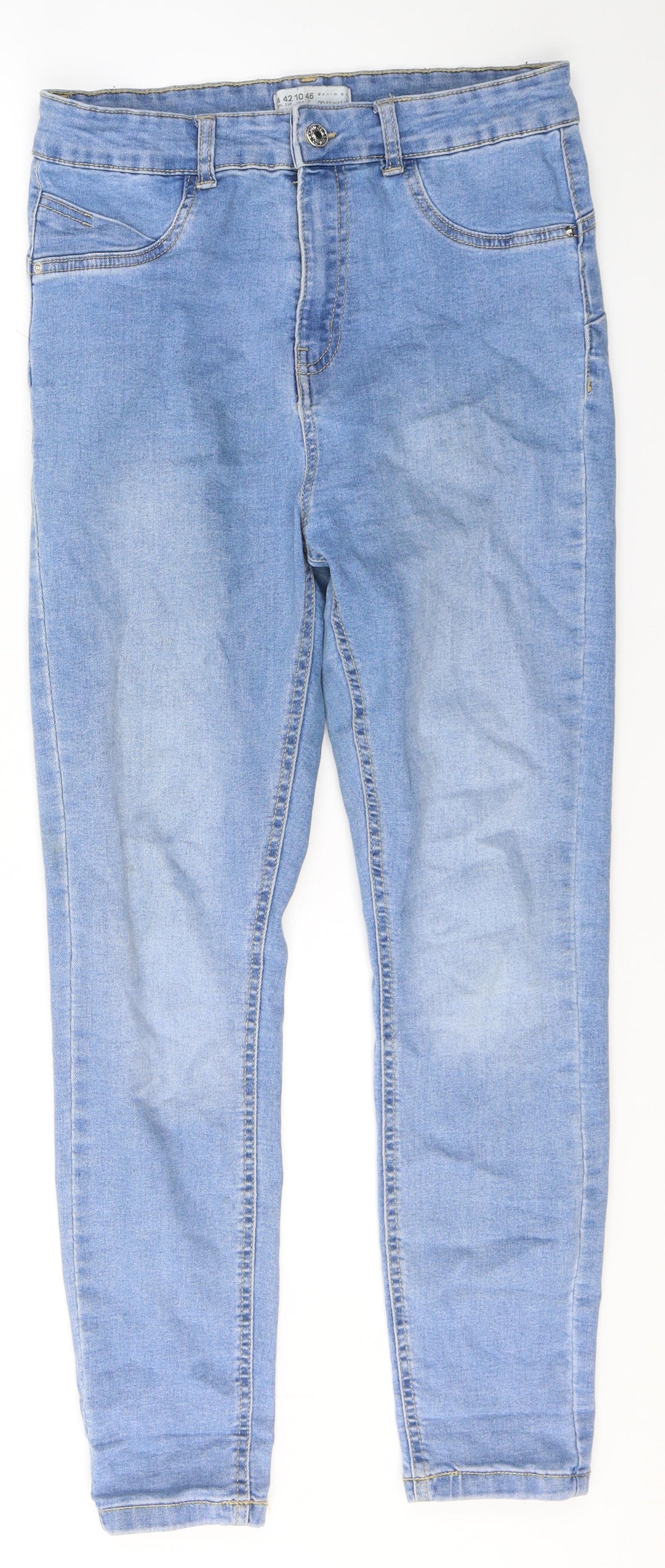Primark Womens Blue  Cotton Skinny Jeans Size 14 L27 in Regular