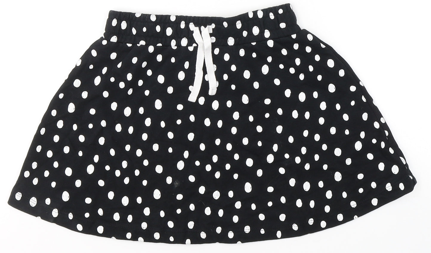 George Girls Black Polka Dot Cotton Mini Skirt Size 7-8 Years  Regular