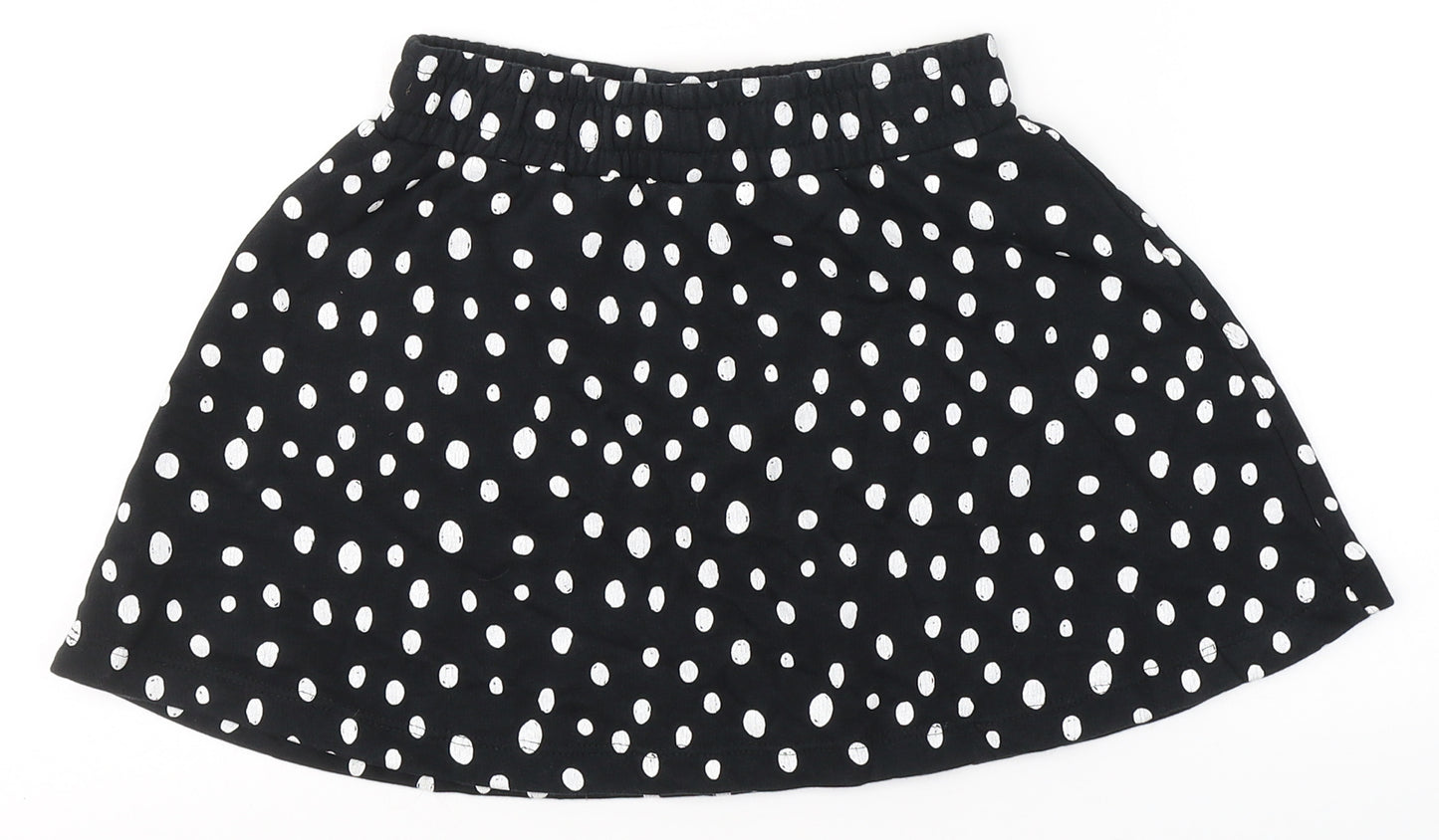George Girls Black Polka Dot Cotton Mini Skirt Size 7-8 Years  Regular