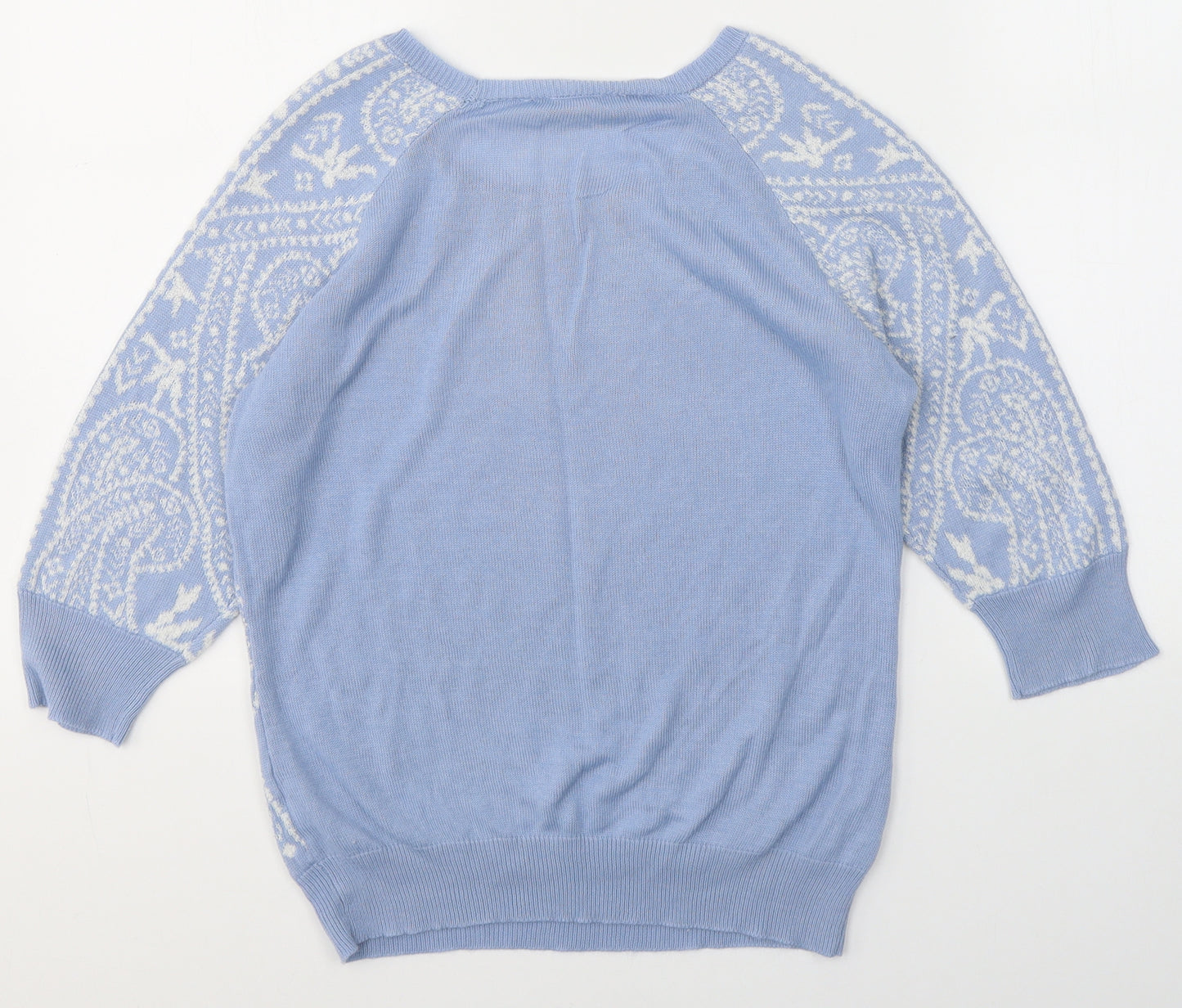 Dorothy Perkins Womens Blue Round Neck Geometric Acrylic Pullover Jumper Size 10