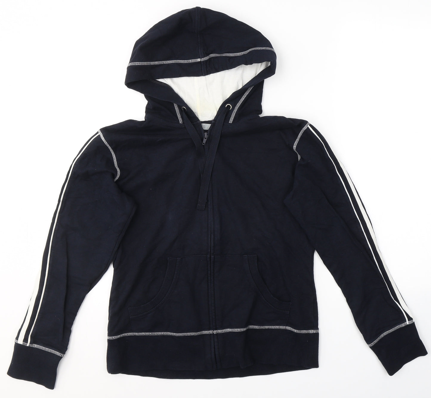 Marks and Spencer Womens Blue  Cotton Full Zip Hoodie Size 12  Zip