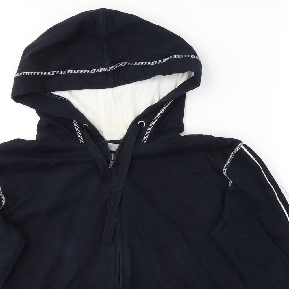 Marks and Spencer Womens Blue  Cotton Full Zip Hoodie Size 12  Zip