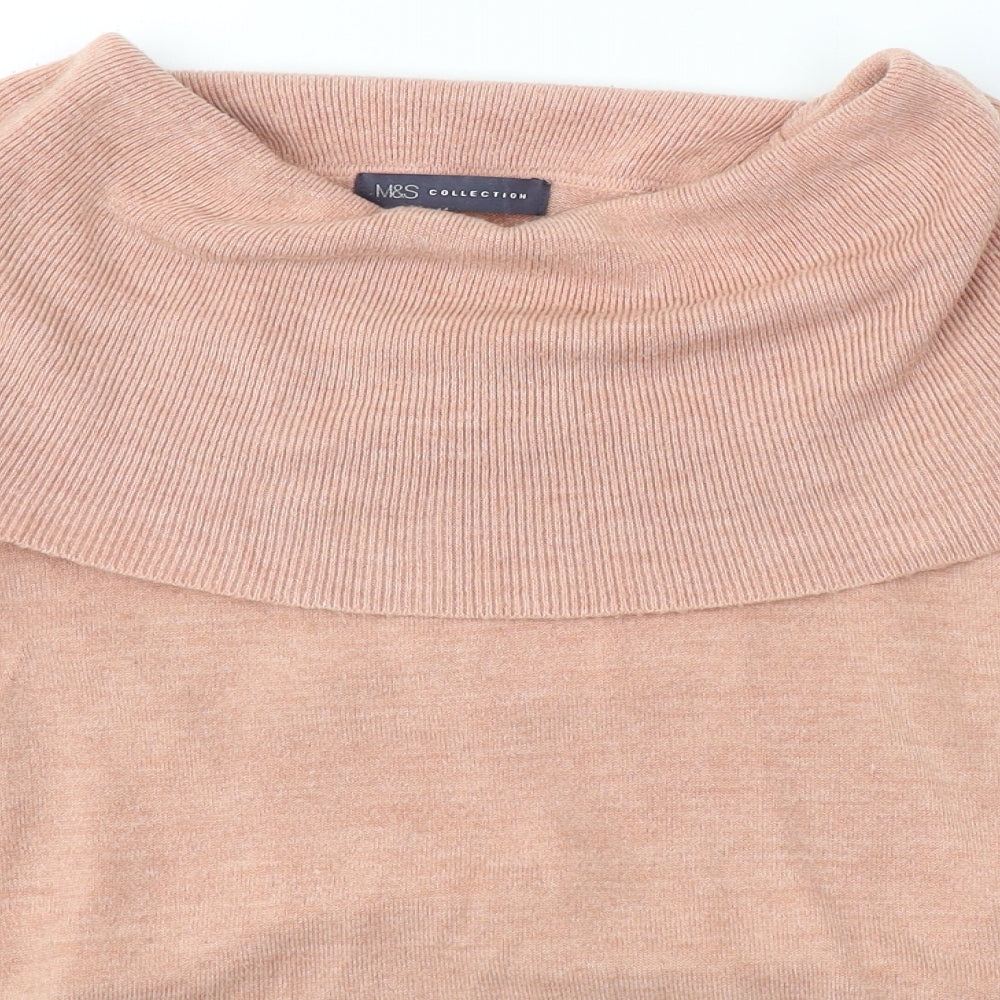 Marks and Spencer Womens Orange Roll Neck  Acrylic Pullover Jumper Size 16