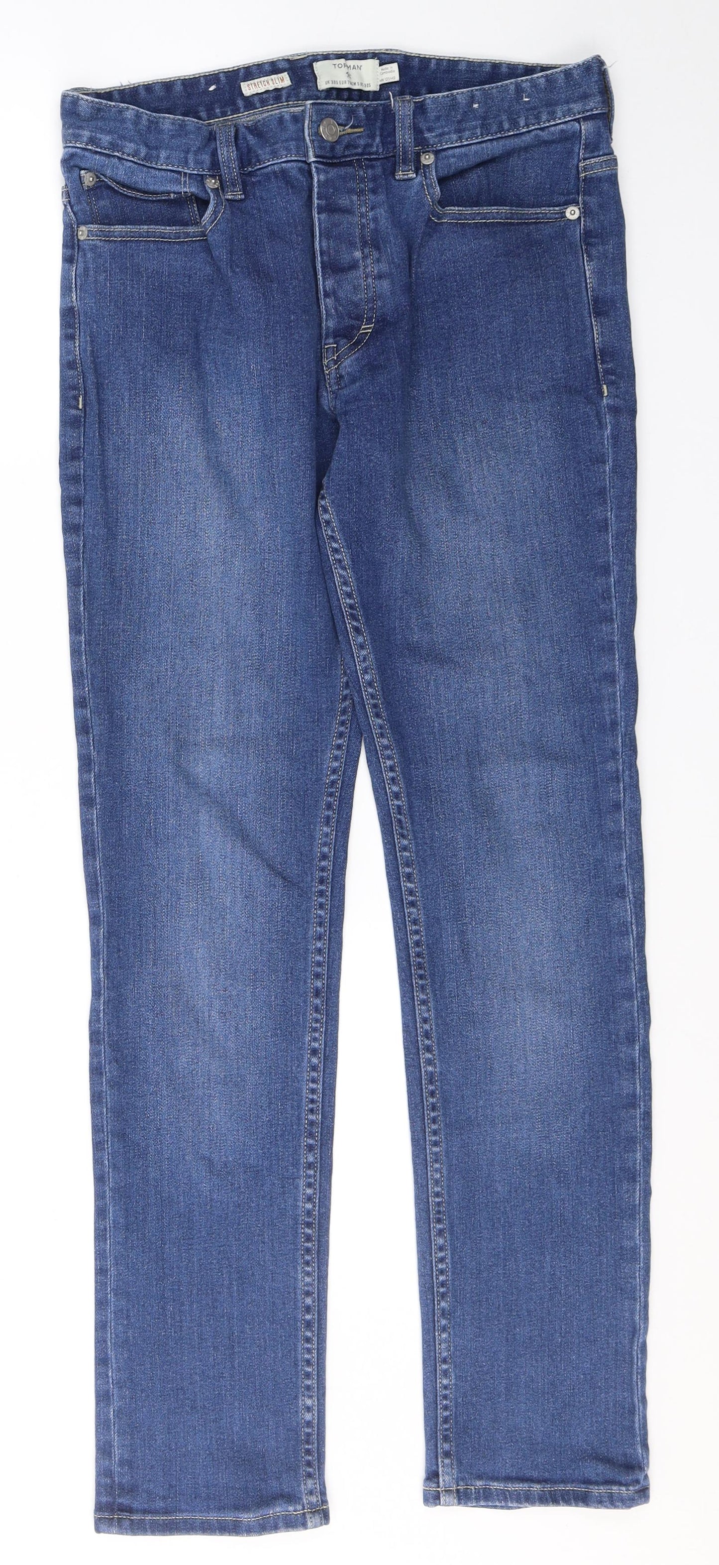 Topman Mens Blue  Cotton Skinny Jeans Size 30 in L29 in Slim