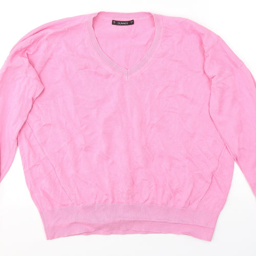 Dunnes Stores Womens Pink V-Neck  Cotton Pullover Jumper Size L