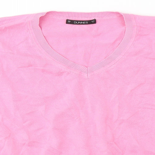 Dunnes Stores Womens Pink V-Neck  Cotton Pullover Jumper Size L
