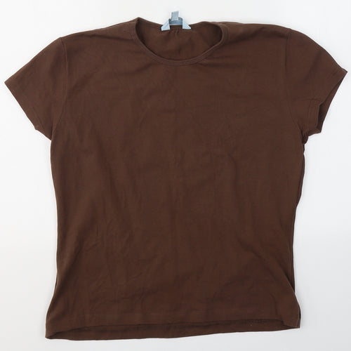 Atmosphere Womens Brown  Cotton Basic T-Shirt Size 16 Round Neck