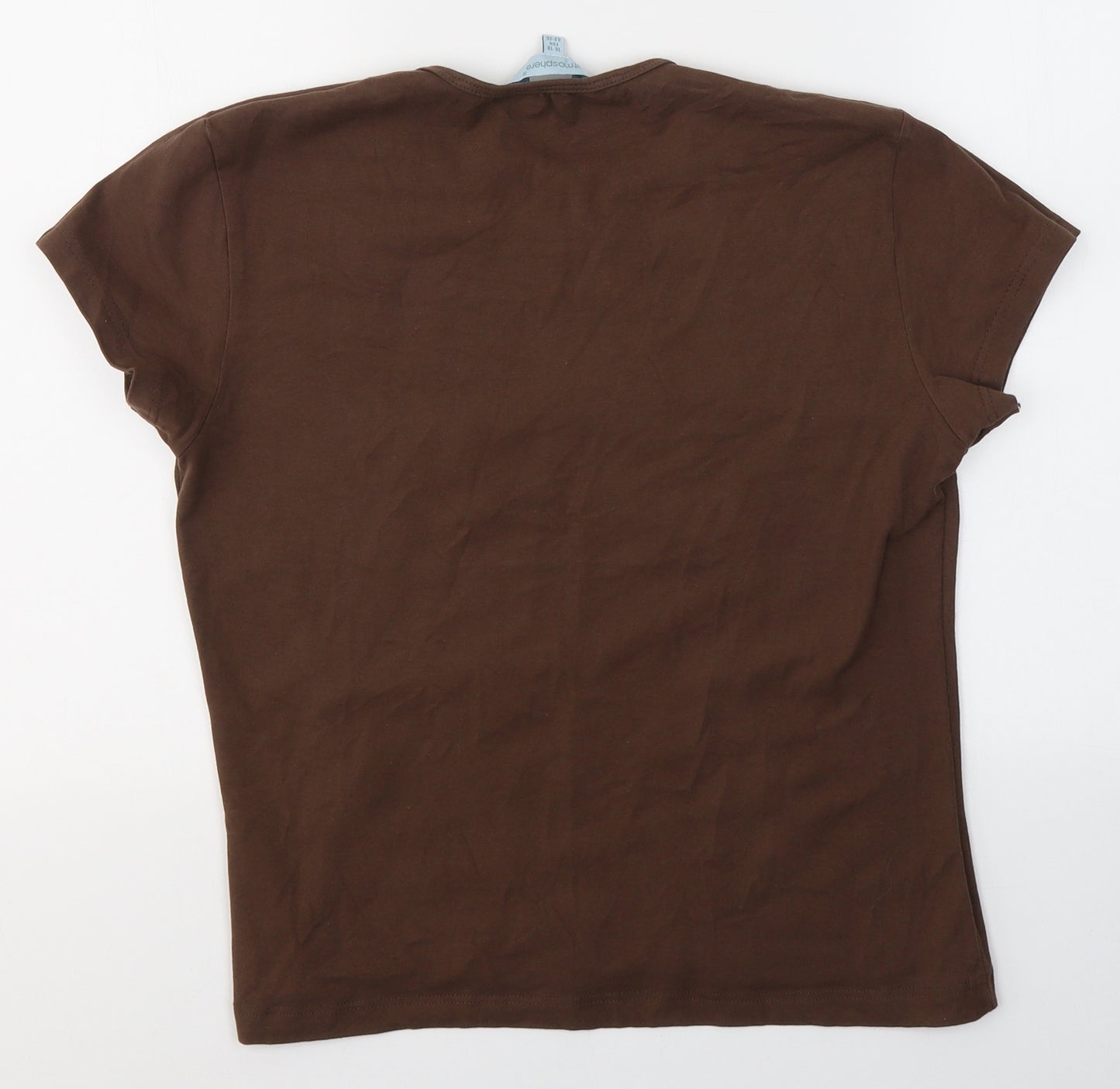 Atmosphere Womens Brown  Cotton Basic T-Shirt Size 16 Round Neck