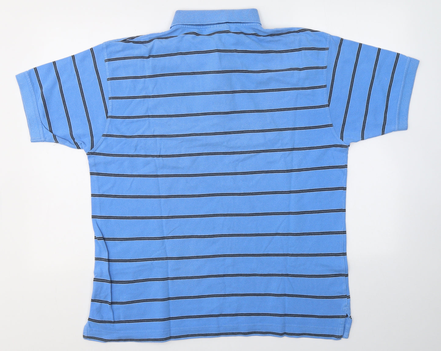 Cedar Wood State Mens Blue Striped Cotton  Polo Size M Collared