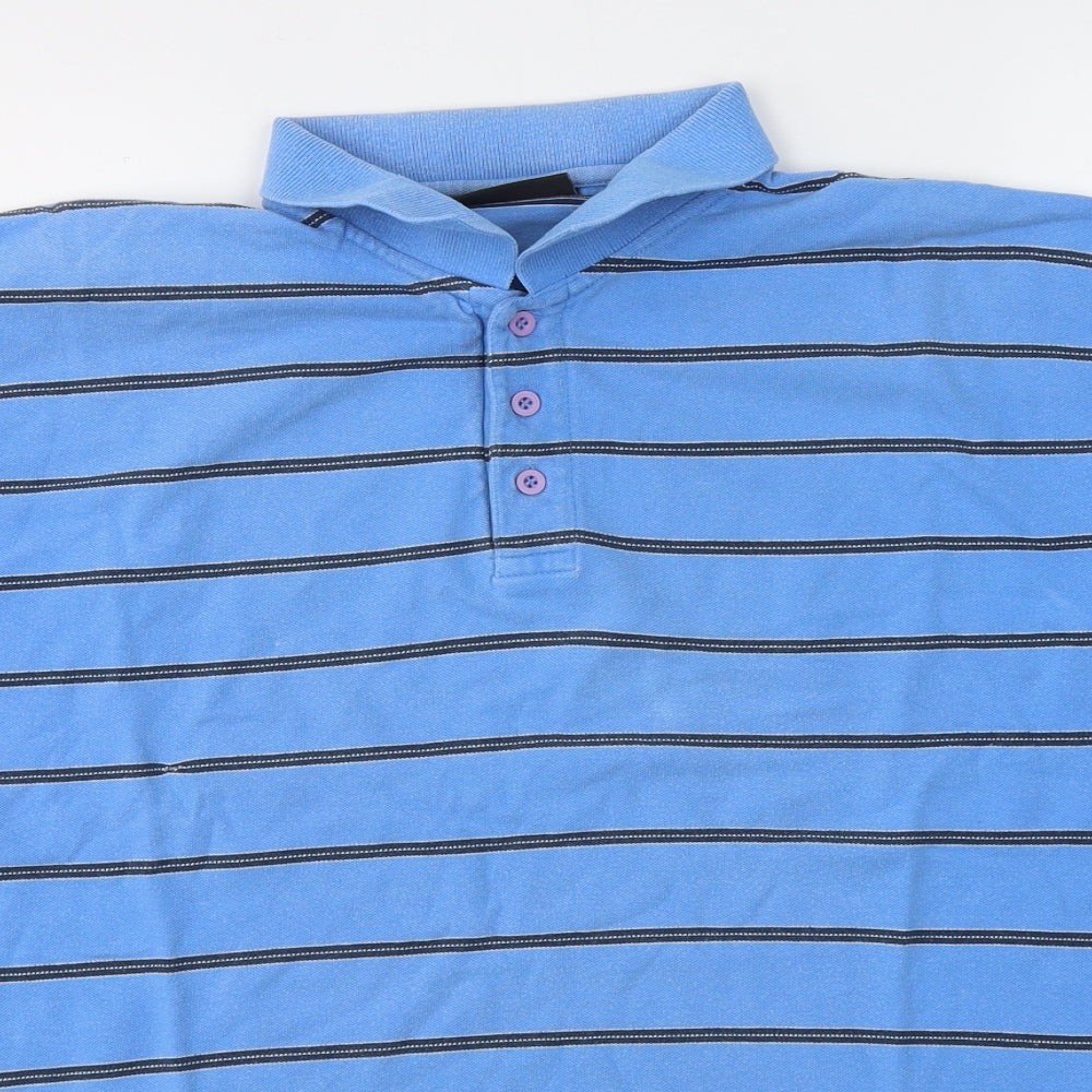 Cedar Wood State Mens Blue Striped Cotton  Polo Size M Collared
