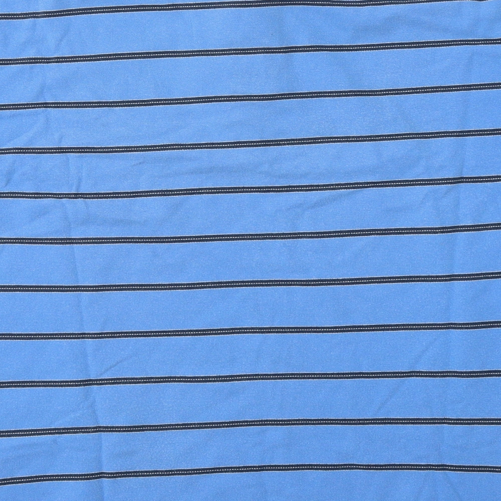 Cedar Wood State Mens Blue Striped Cotton  Polo Size M Collared