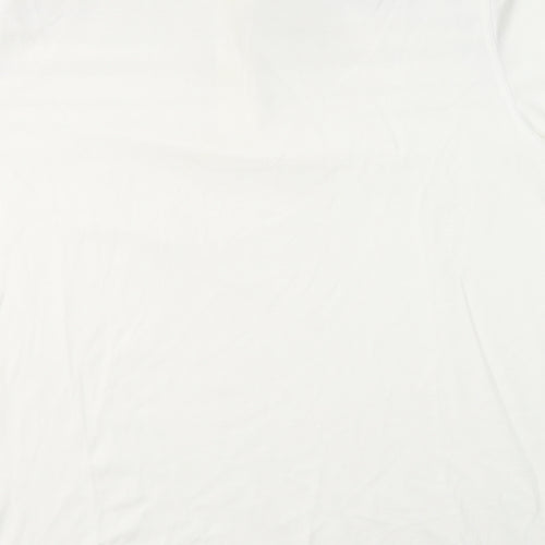 Ashworth Mens White Striped Cotton  Polo Size L Collared Pullover