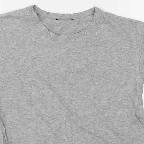 New Look Womens Grey  Cotton Basic T-Shirt Size 6 Round Neck - Knot detail