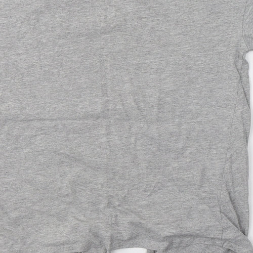 New Look Womens Grey  Cotton Basic T-Shirt Size 6 Round Neck - Knot detail