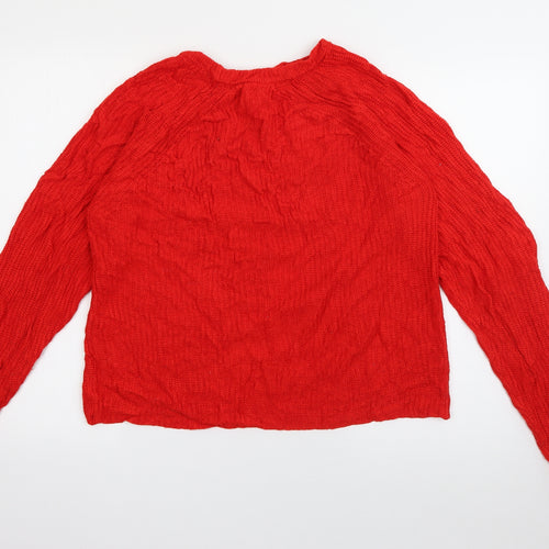 Primark Womens Red Round Neck  Acrylic Pullover Jumper Size M
