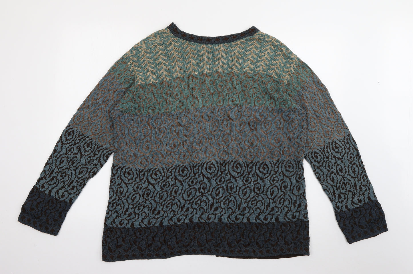 Peruvian Connection Womens Blue V-Neck  Cotton Cardigan Jumper Size M