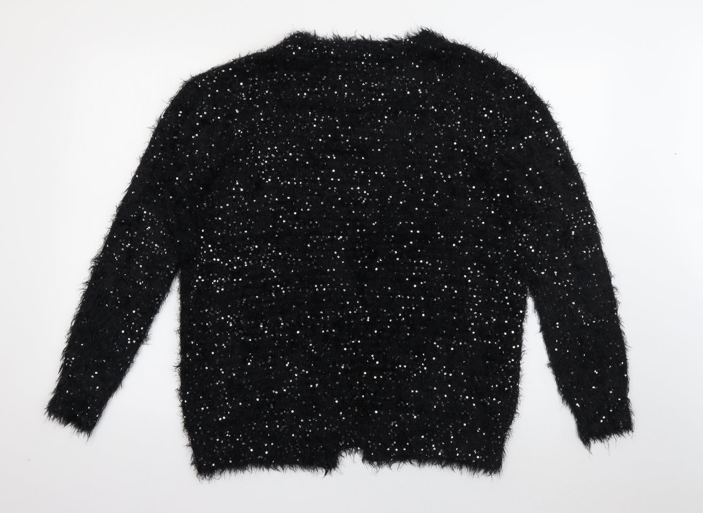 Primark Womens Black V-Neck  Polyester Cardigan Jumper Size 10