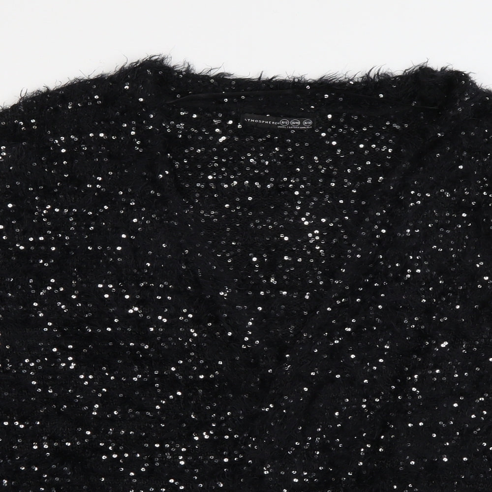 Primark Womens Black V-Neck  Polyester Cardigan Jumper Size 10