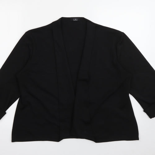 C.M.D Womens Black V-Neck  Polyester Cardigan Jumper Size XL